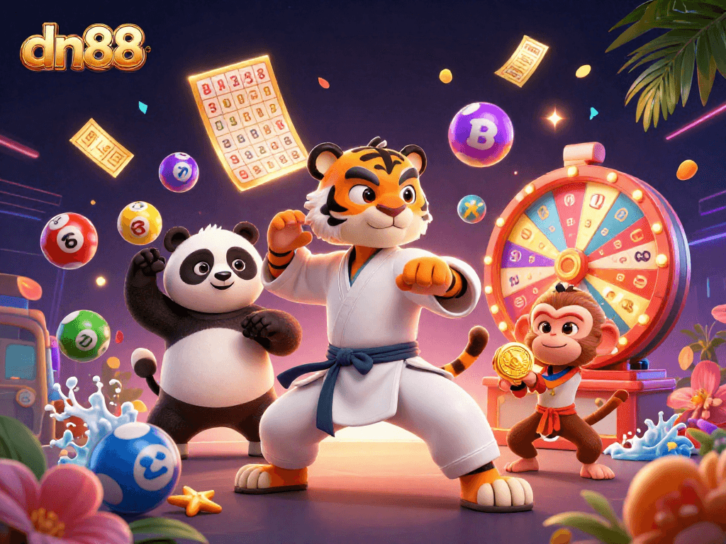 Win big at dn88 with a colorful casino theme showcasing exciting lottery games.
