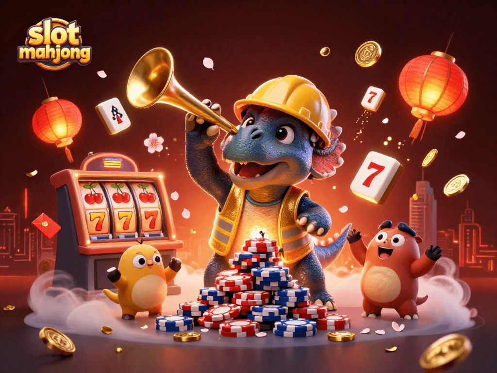 Engage in thrilling slot mahjong action with vibrant 3D casino characters and symbols.