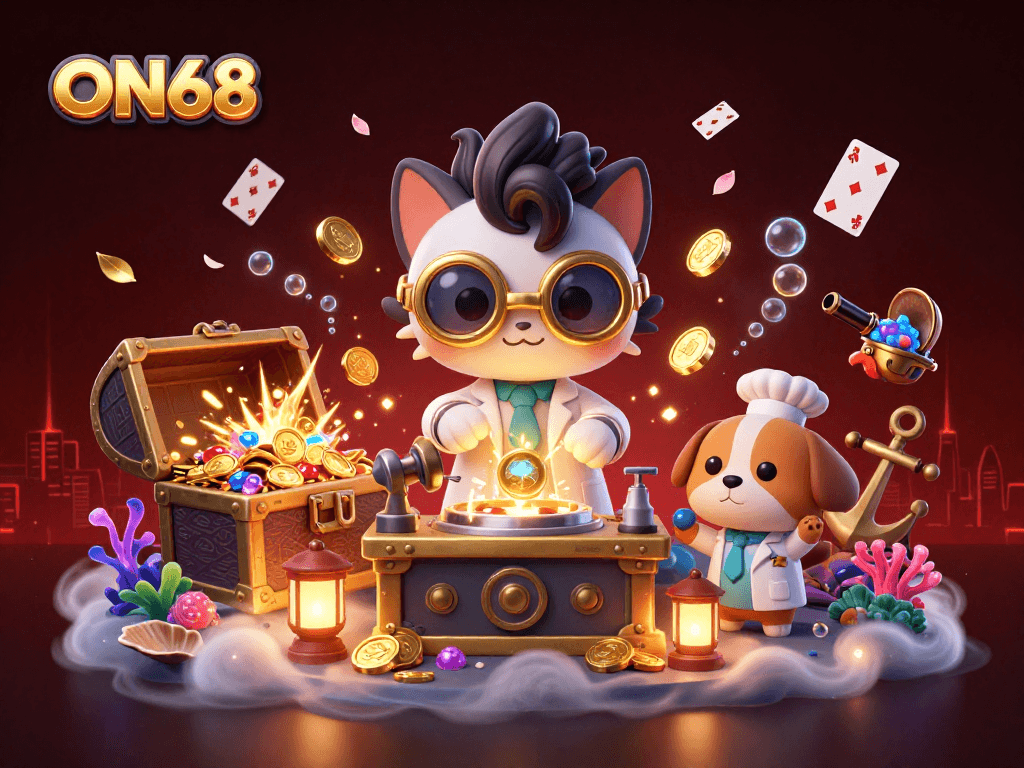 ON68 challenges you to win with a thrilling casino adventure featuring gold coins and vibrant game elements.