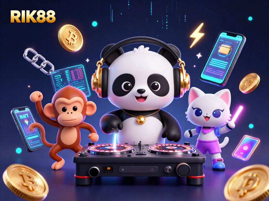 RIK88 offers thrilling online gaming excitement with vibrant characters and crypto elements.