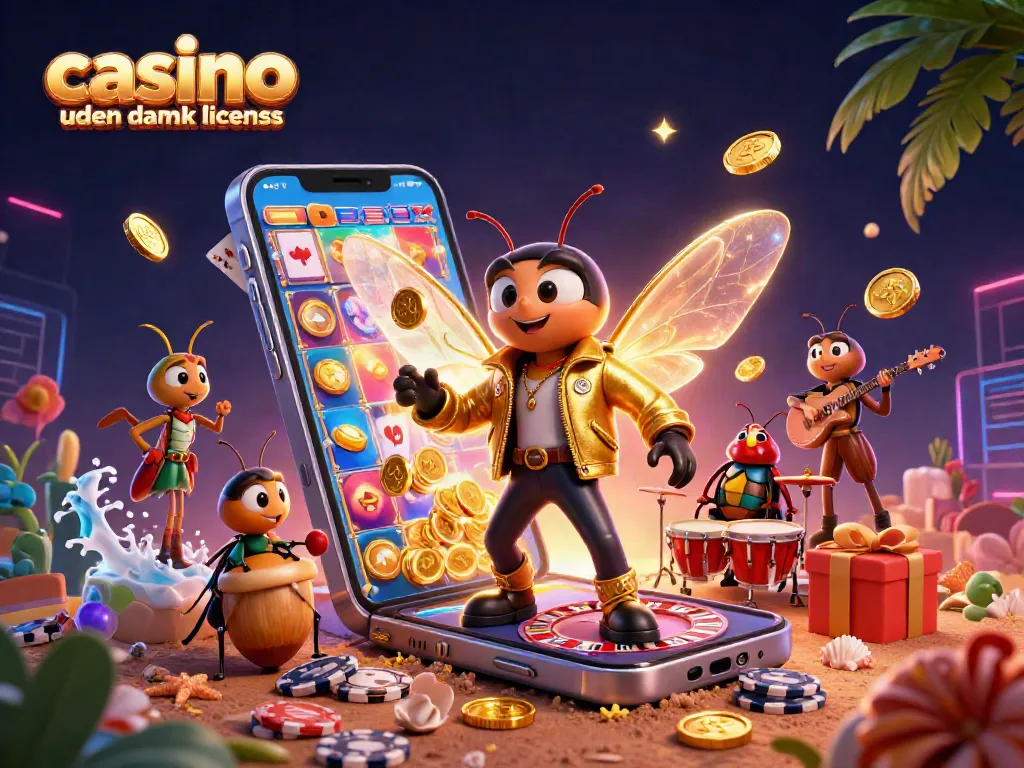 Experience the excitement of casino uden dansk licens with a 3D rock star and vibrant game elements.