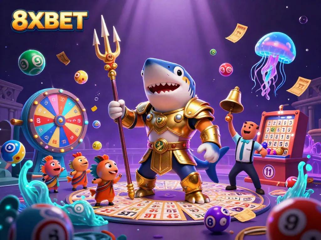Experience thrilling gaming adventures with 8XBET in this vibrant underwater colosseum scene.
