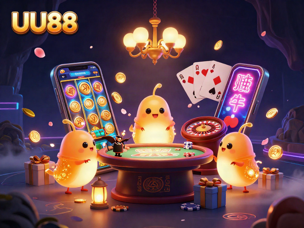 Play thrilling games like slots at UU88 while enjoying a vibrant 3D casino scene