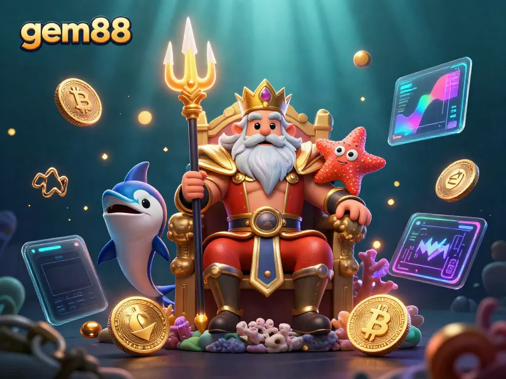 Experience gem88's vibrant casino atmosphere with a 3D Neptune, coins, and dynamic game elements