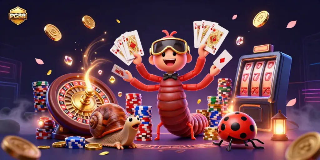 Experience thrilling gameplay with PG88 featuring a vibrant scene of characters and casino elements.