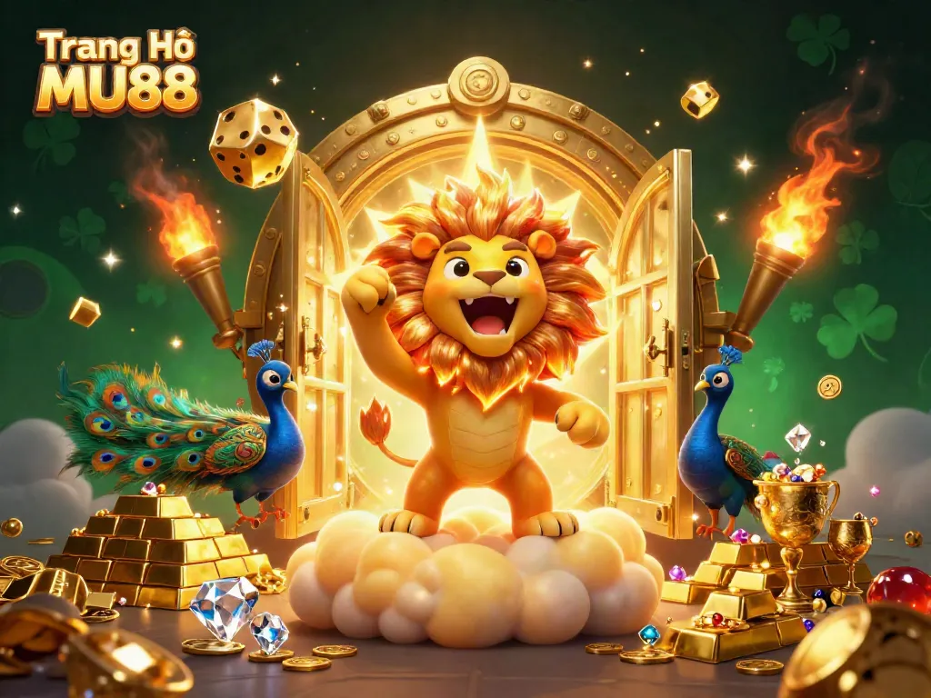 Experience lively gameplay on Trang Chủ MU88 with vibrant characters, golden treasures, and exciting casino elements.