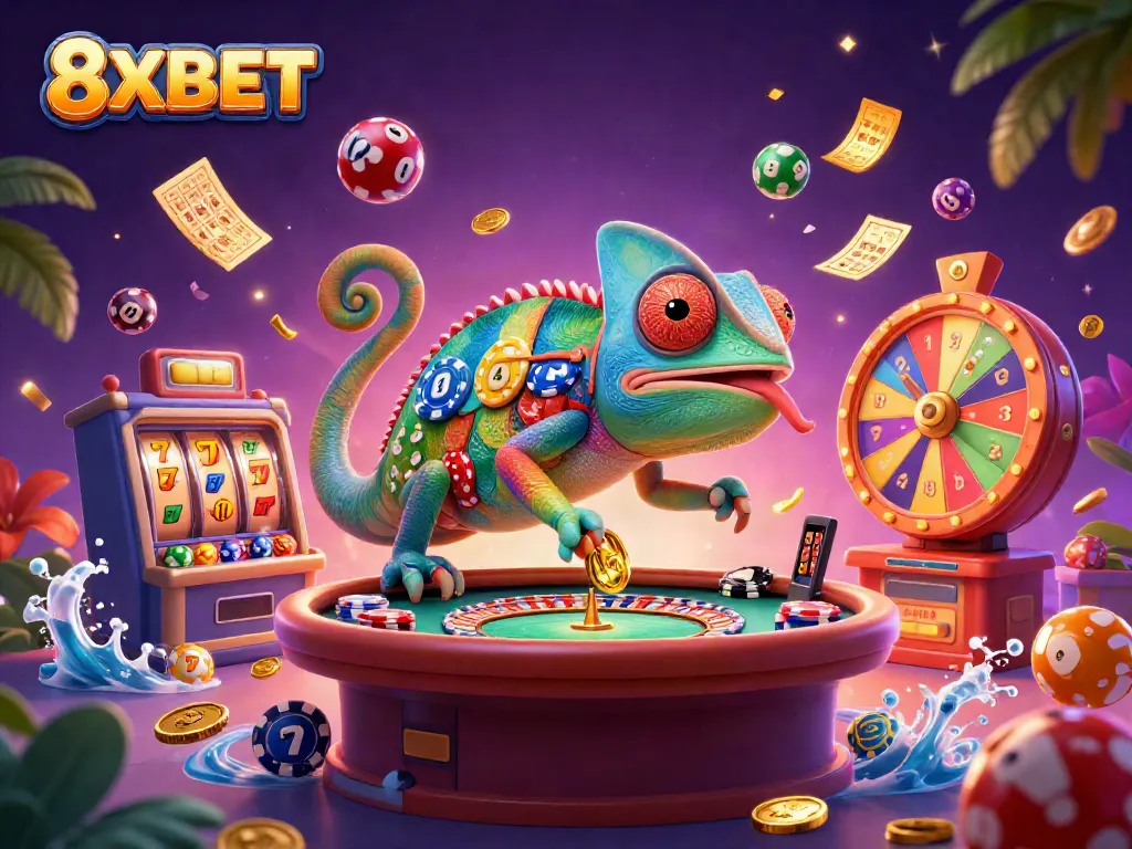 Engage with vibrant species in a lively casino scene showcasing 8XBET's dynamic entertainment offerings.