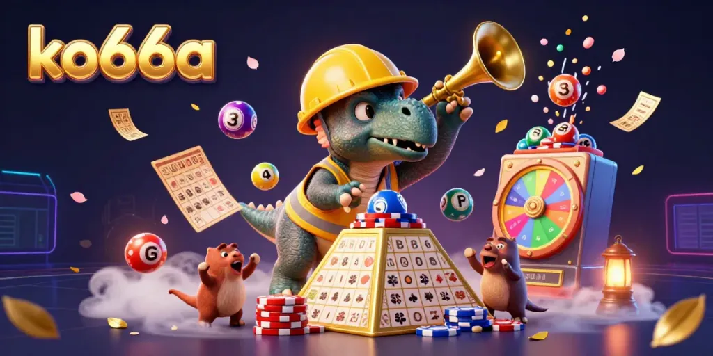 Celebrate victory at ko66a with fantastical casino creatures and vibrant game elements in action.