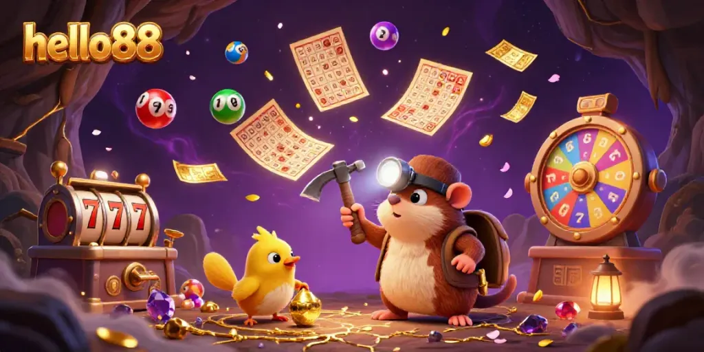 Experience thrilling gameplay at hello88 with colorful lottery balls and striking casino visuals.