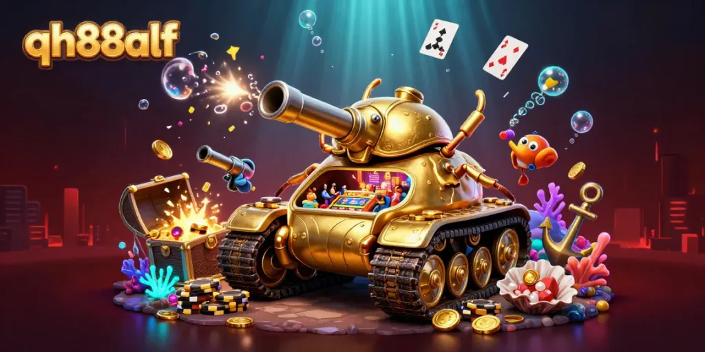 Win big at QH88alf's colorful digital casino with gold coins and confetti flying everywhere!