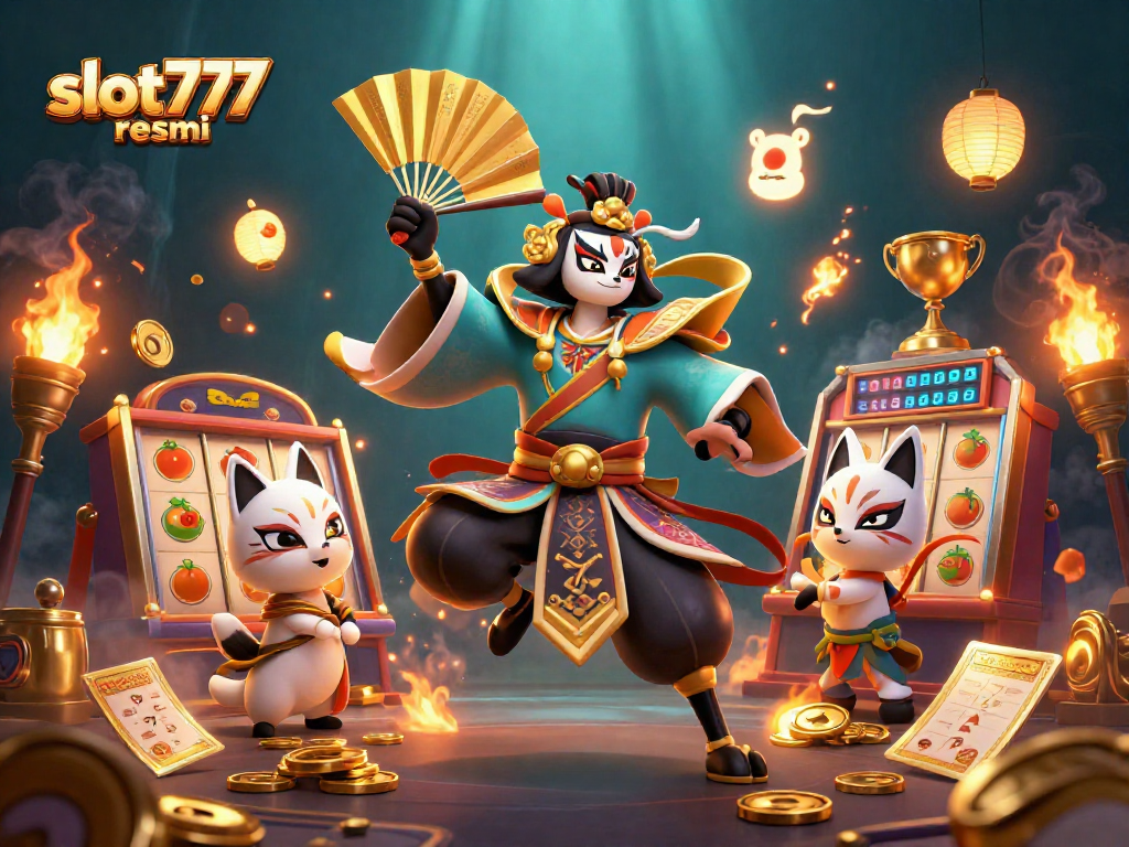 Experience thrilling gameplay with slot777 resmi as kabuki characters and vibrant slots bring excitement.