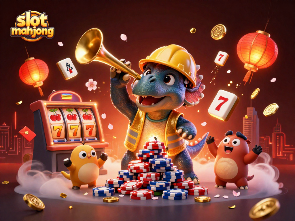 Engage in thrilling slot mahjong action with vibrant 3D casino characters and symbols.