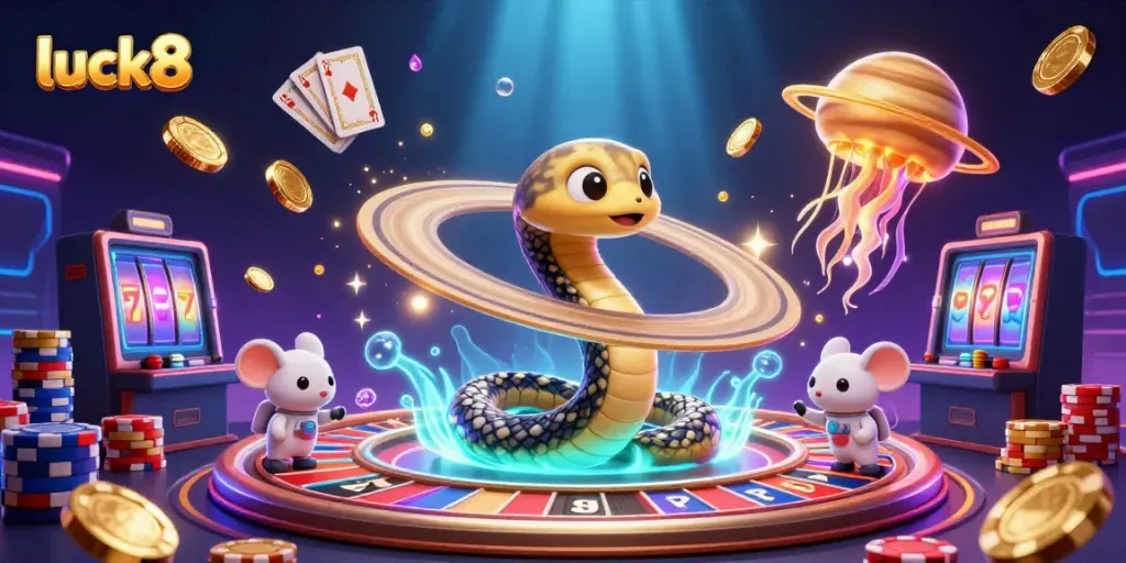 Engage with luck8 through vibrant online casino scenes featuring dynamic gameplay and cosmic elements.