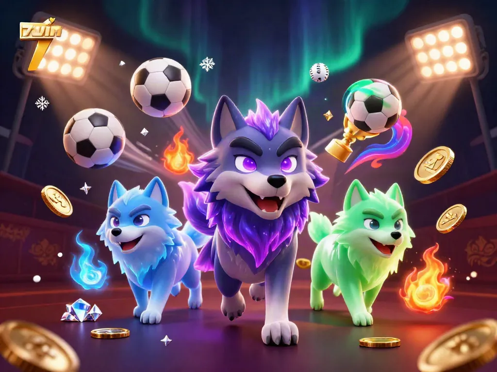 Experience thrilling gameplay with 78win, featuring dynamic sports elements and a ghostly wolf leader in a rich, vibrant casino atmosphere.