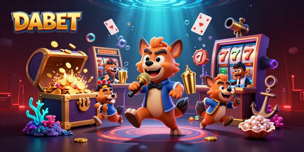 DABET's vibrant casino atmosphere comes alive with hyenas in a comedy club, showcasing exciting gambling elements in a lively scene.