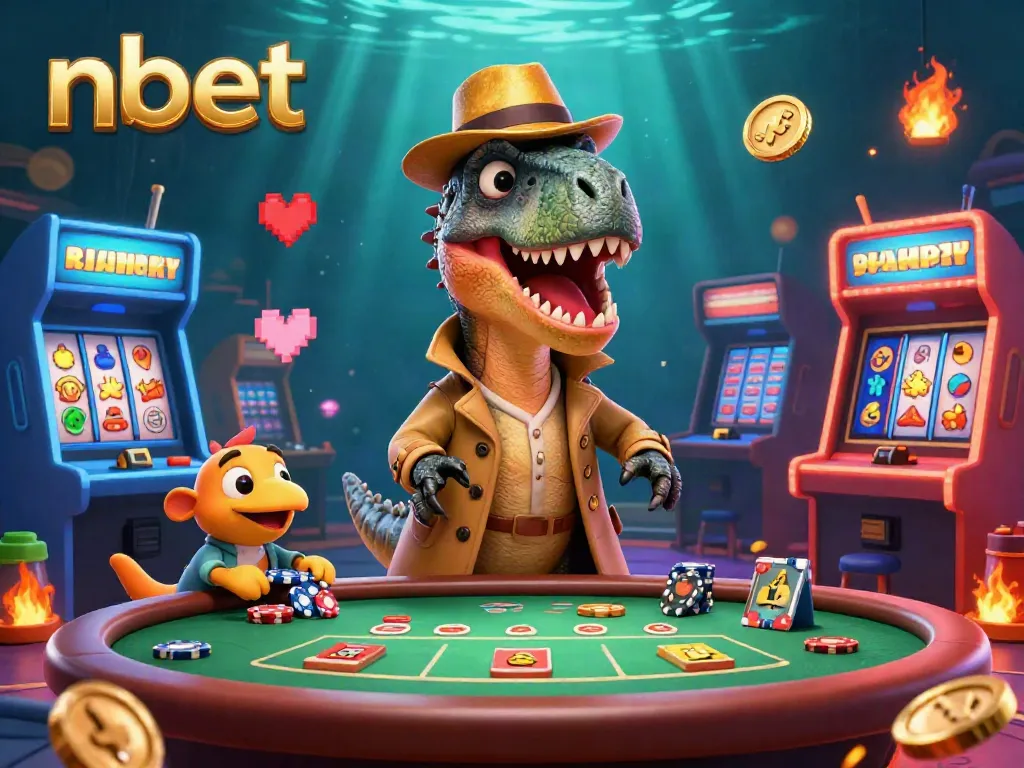 Experience gaming thrills with nbet at a blackjack table featuring colorful 3D elements.
