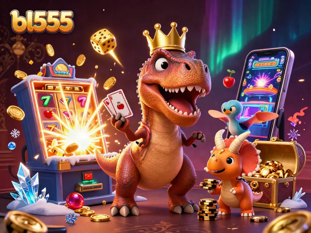 Experience big wins with bl555 as friendly dinosaurs engage in fun casino gameplay.