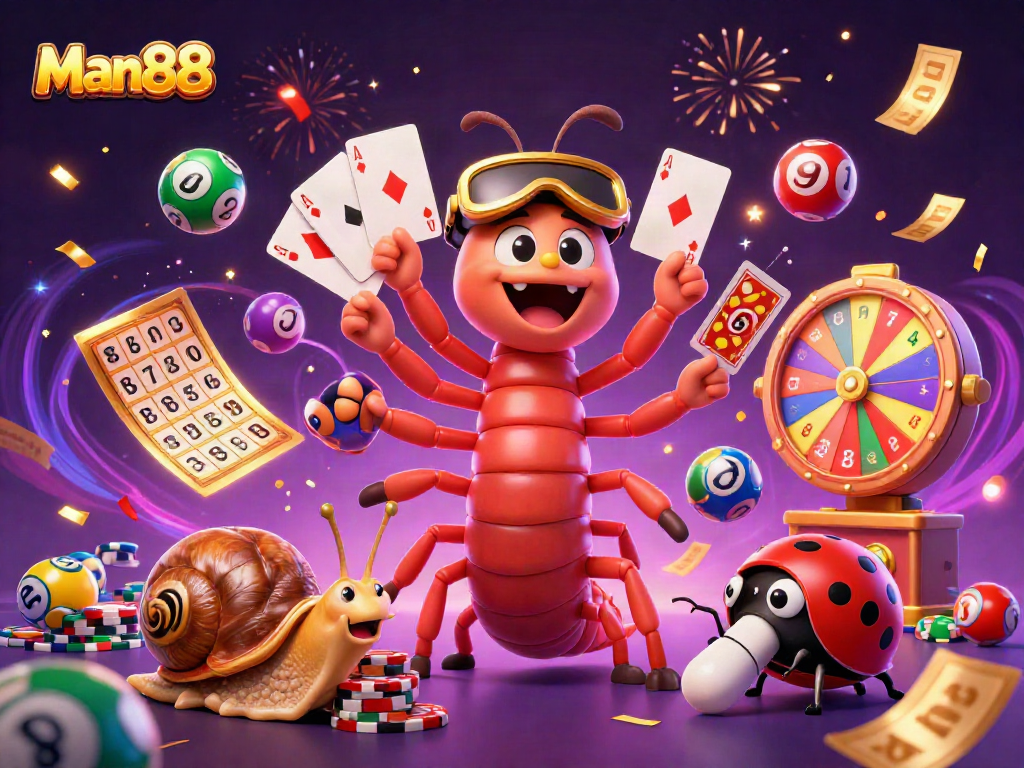 Man88 high-roller dealer showcases thrilling casino excitement with colorful elements.