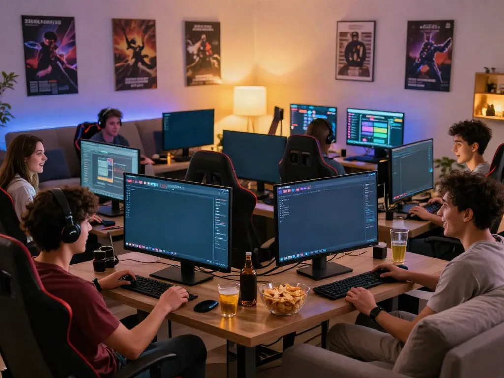 Engaged group playing SV88 games in an inviting living room setting.