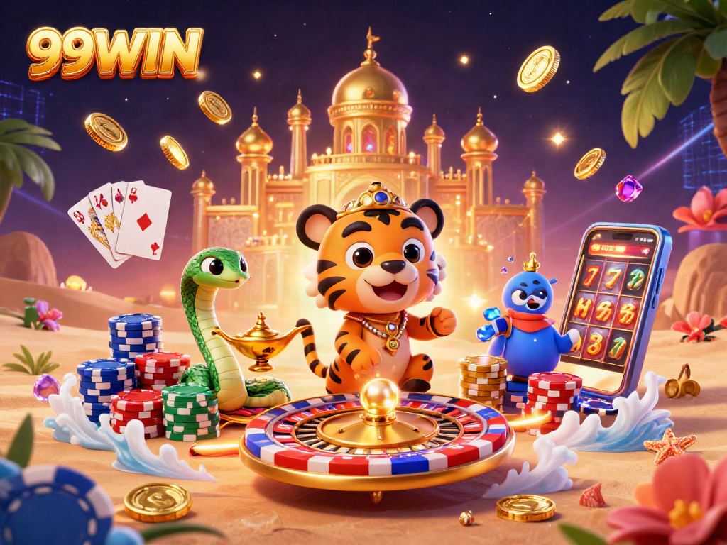 Engage with 99WIN's thrilling 3D illustrated casino adventure featuring vivid characters and dynamic gaming elements.