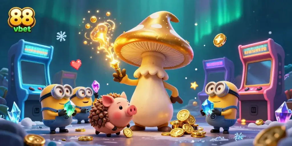 Experience the magic of 88 vbet with a whimsical 3D casino scene featuring enchanting characters and vibrant gaming elements.