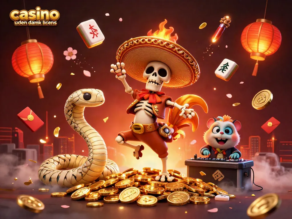 Experience the excitement of casino uden dansk licens with a vibrant 3D cartoon scene of lively characters.