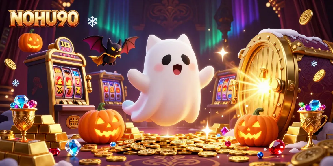Engage in NOHU90's thrilling haunted casino adventure with ghostly characters and vibrant treasures.