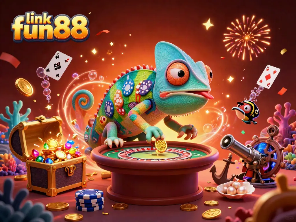 Experience the excitement of link fun88 with vibrant casino gaming elements in a colorful underwater scene.