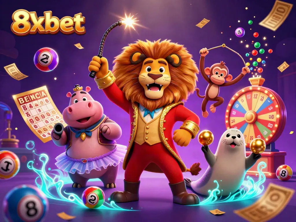 Experience the excitement of 8xbet with cartoon characters in a vibrant casino atmosphere, bringing rich visual detail and energy.