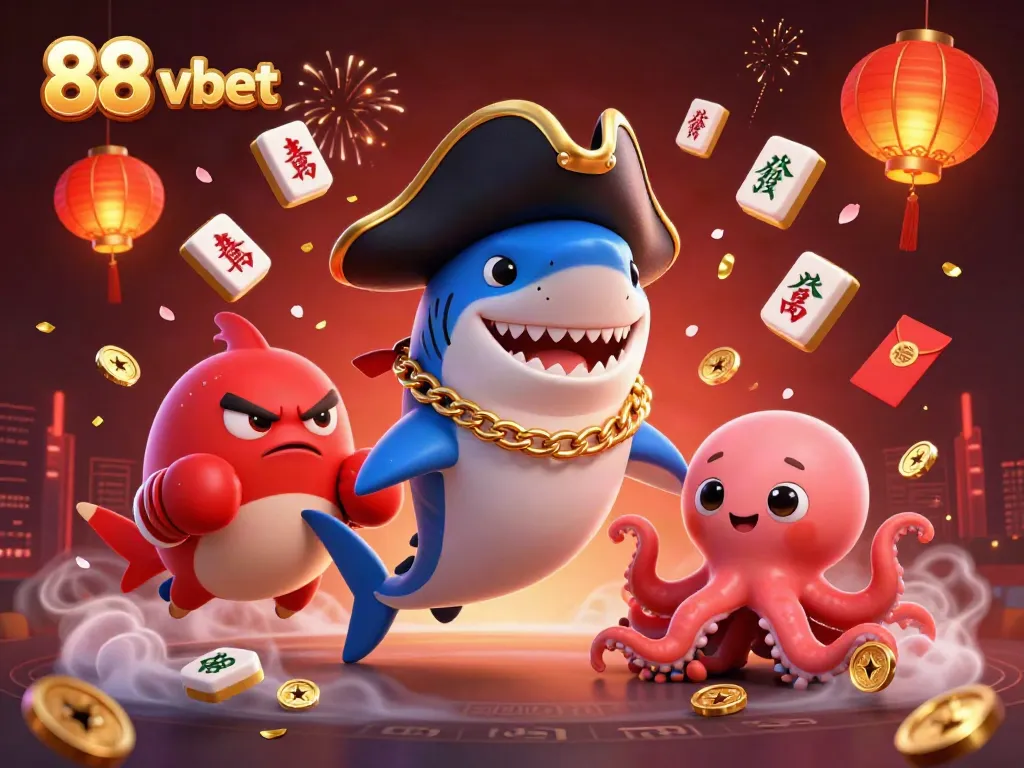 Engage with exciting 88 vbet experiences featuring playful characters in a vibrant casino scene.