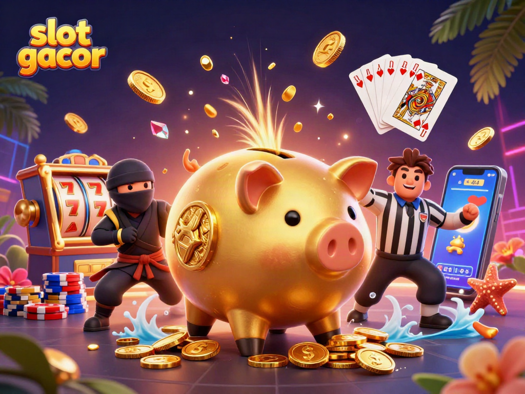 Experience the excitement of slot gacor with an animated showdown of characters in a vibrant casino scene.