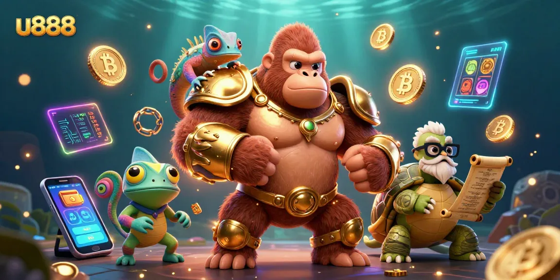 Join the action at u888 with a powerful gorilla and colorful characters in the vibrant casino world.