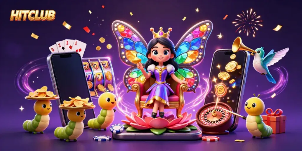 Experience the magic of HITCLUB with vibrant slot game elements and enchanting characters.