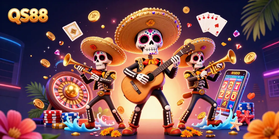 Experience the excitement of QS88 through vibrant, dynamic casino elements and characters.