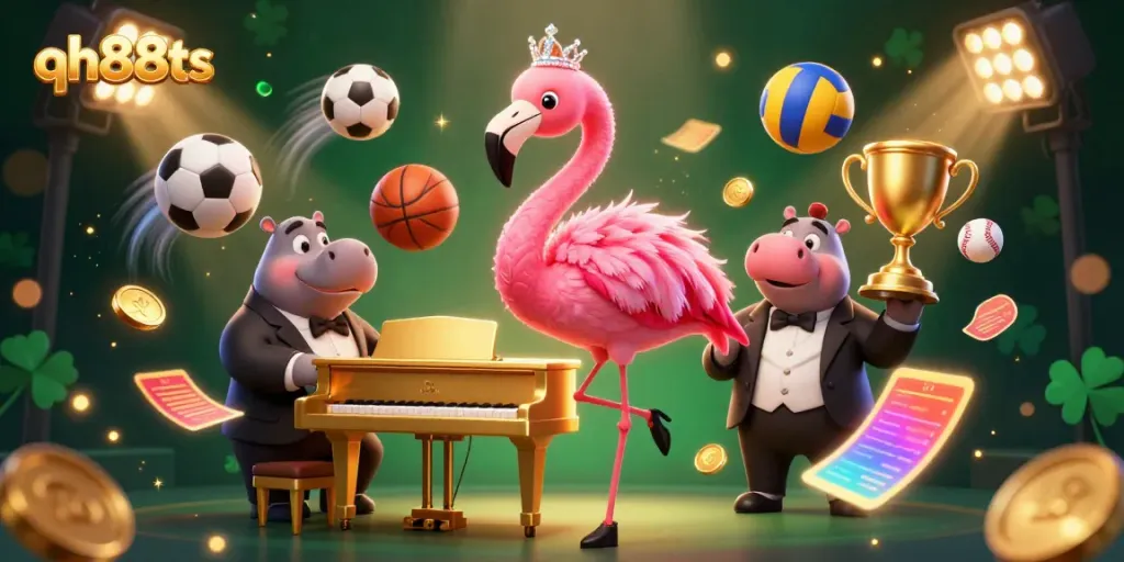 Experience vibrant gaming action with qh88ts, featuring colorful characters and dynamic sports elements in a casino.