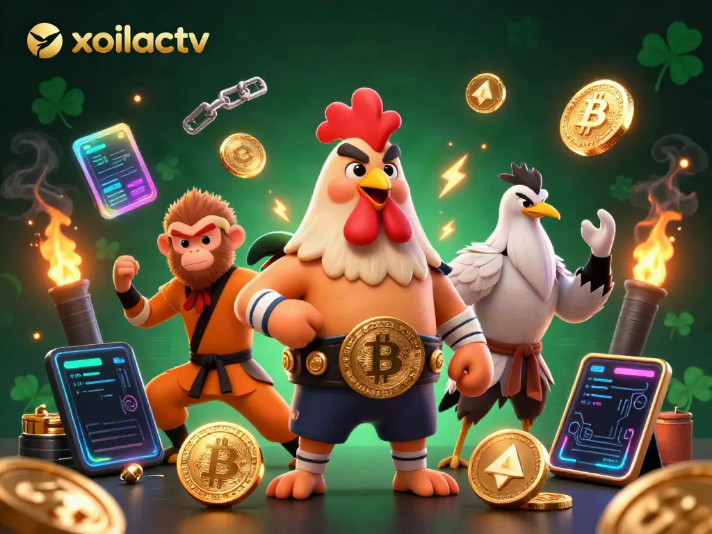 Engage with exciting betting experiences at xoilactv with vibrant characters and neon crypto elements.