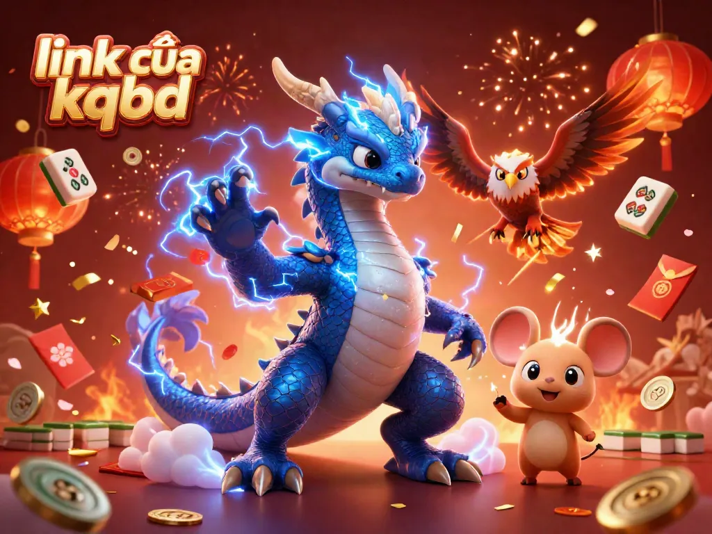 Experience the excitement of link vào kqbd with dynamic characters surrounded by festive elements for an engaging gaming atmosphere.