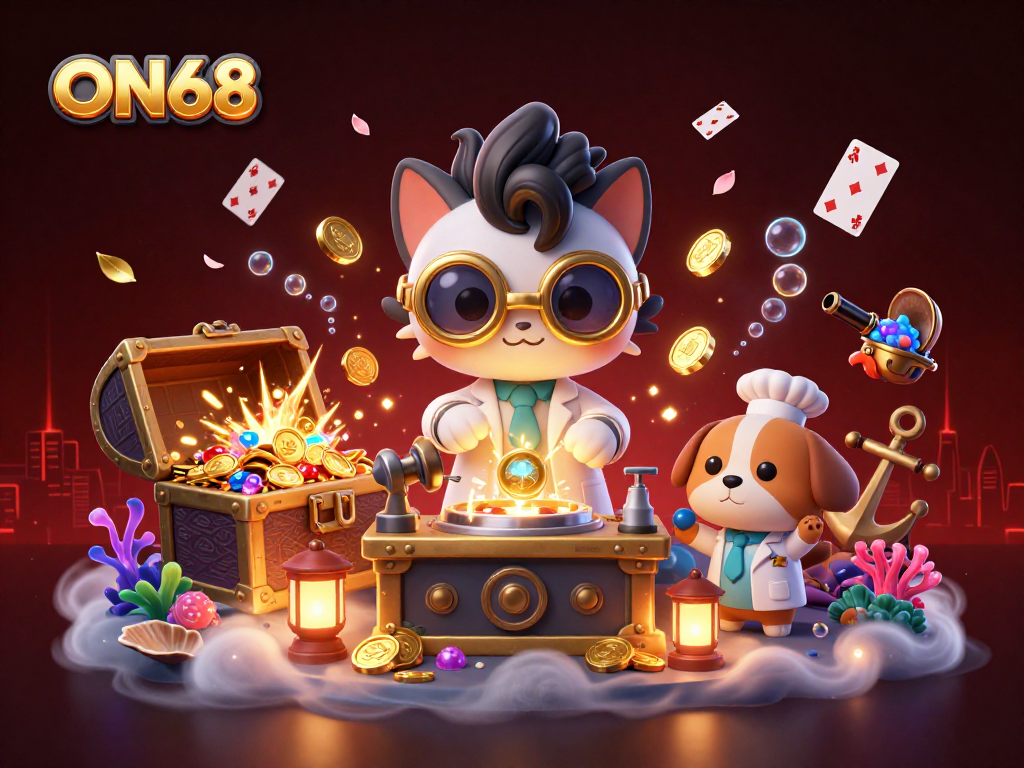 ON68 challenges you to win with a thrilling casino adventure featuring gold coins and vibrant game elements.