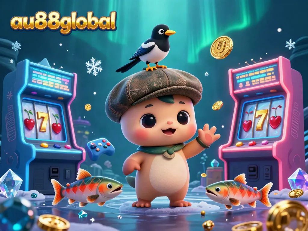 Experience the thrill at au88global with Nessie and friends celebrating casino wins!