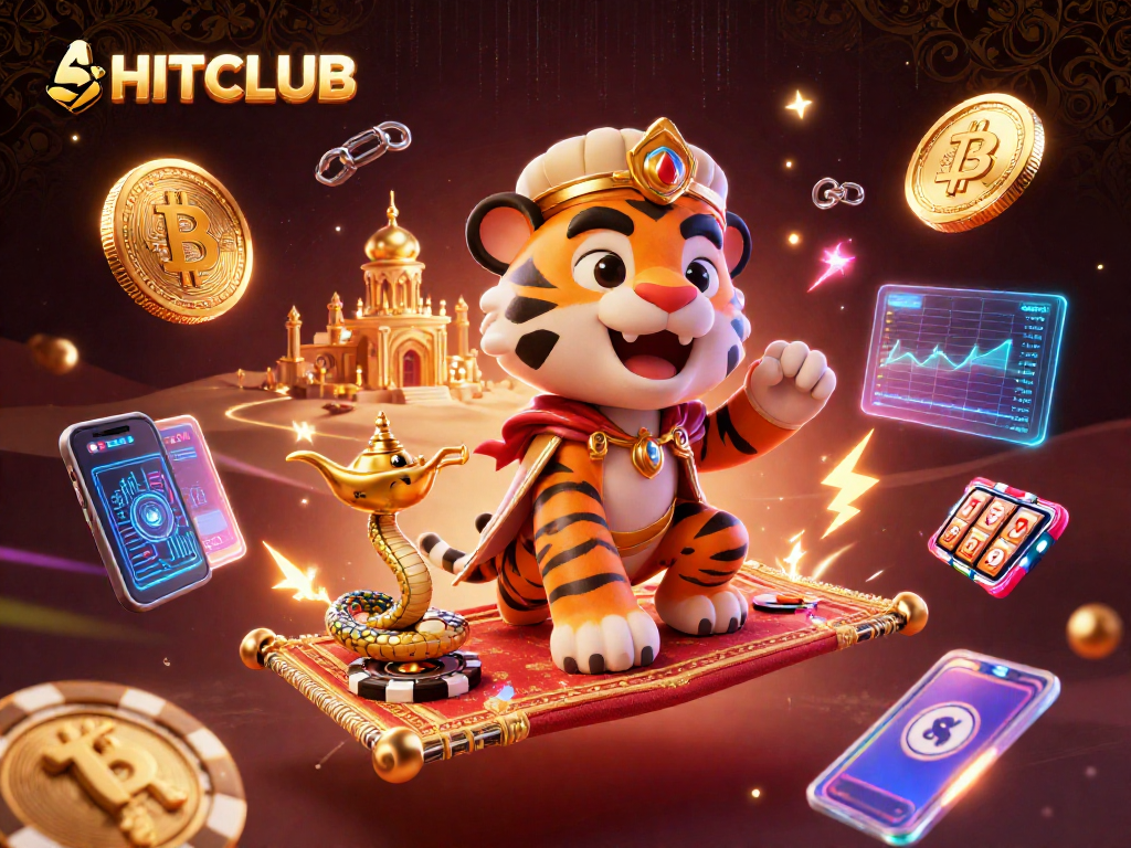 Experience thrilling wins at HITCLUB with vibrant 3D illustrations showcasing gaming excitement.