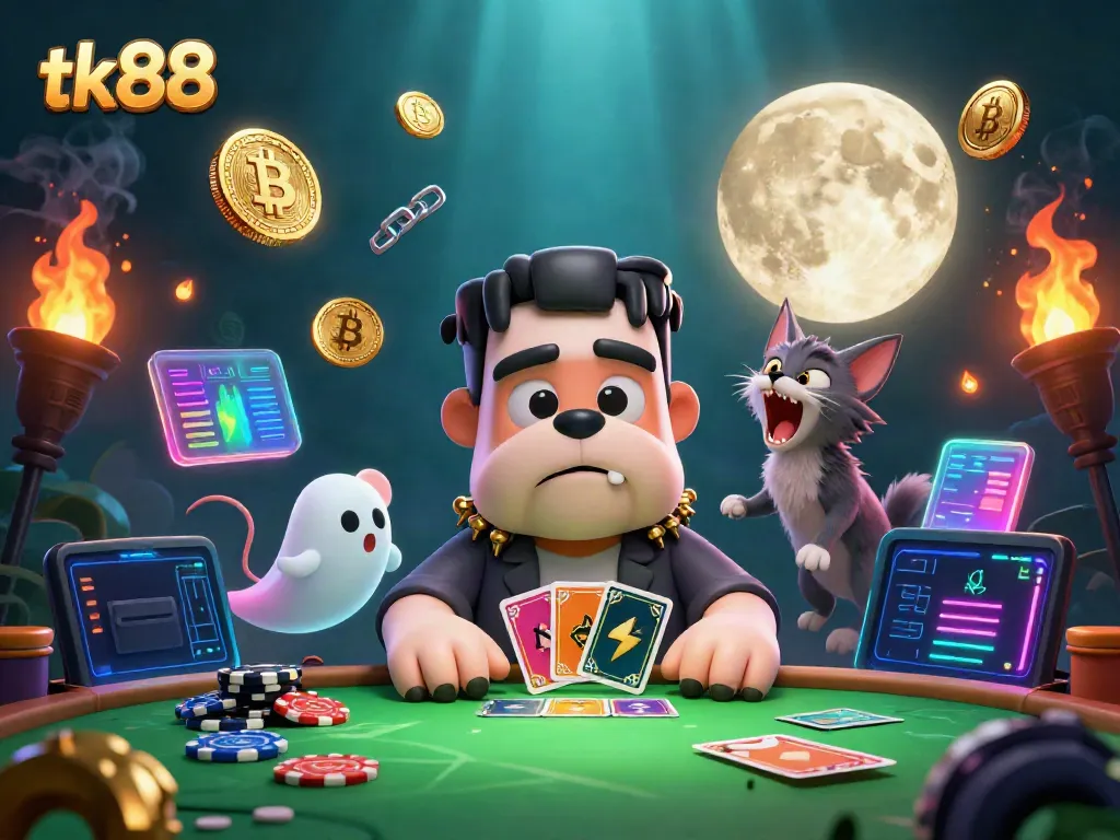 Experience thrilling gaming action at tk 88 with a lively 3D casino scene featuring unique characters and vibrant elements.