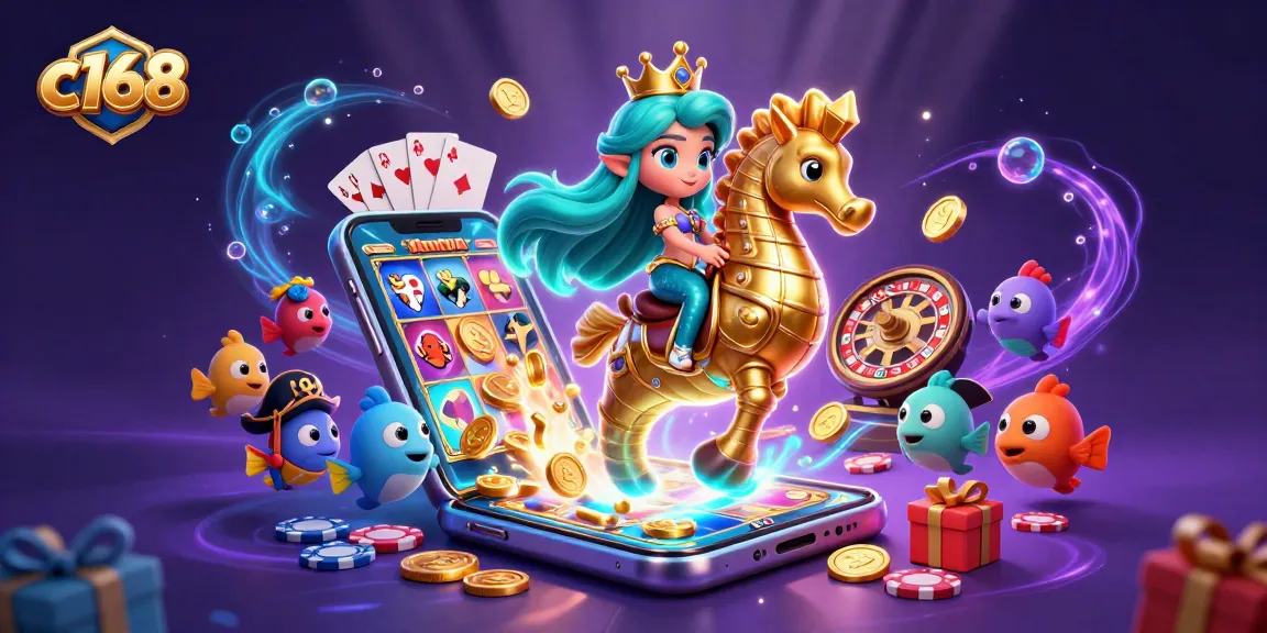 Engage in thrilling gameplay at c168 with a colorful and vibrant underwater casino scene