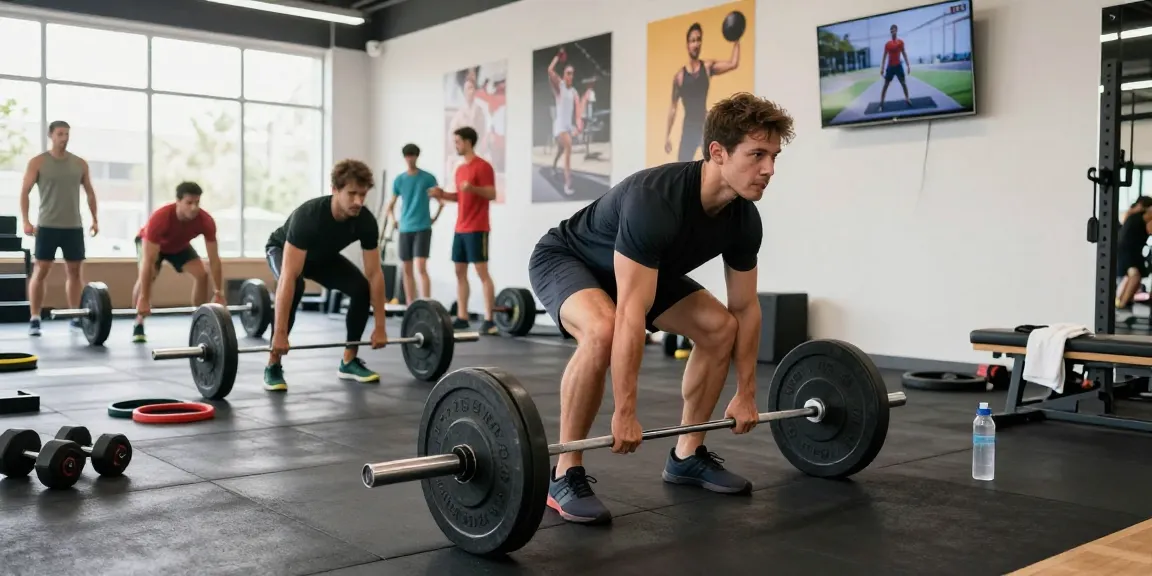 Dynamic gym scene with workout in progress featuring Prime Pharma Steroiden products for effective bodybuilding.