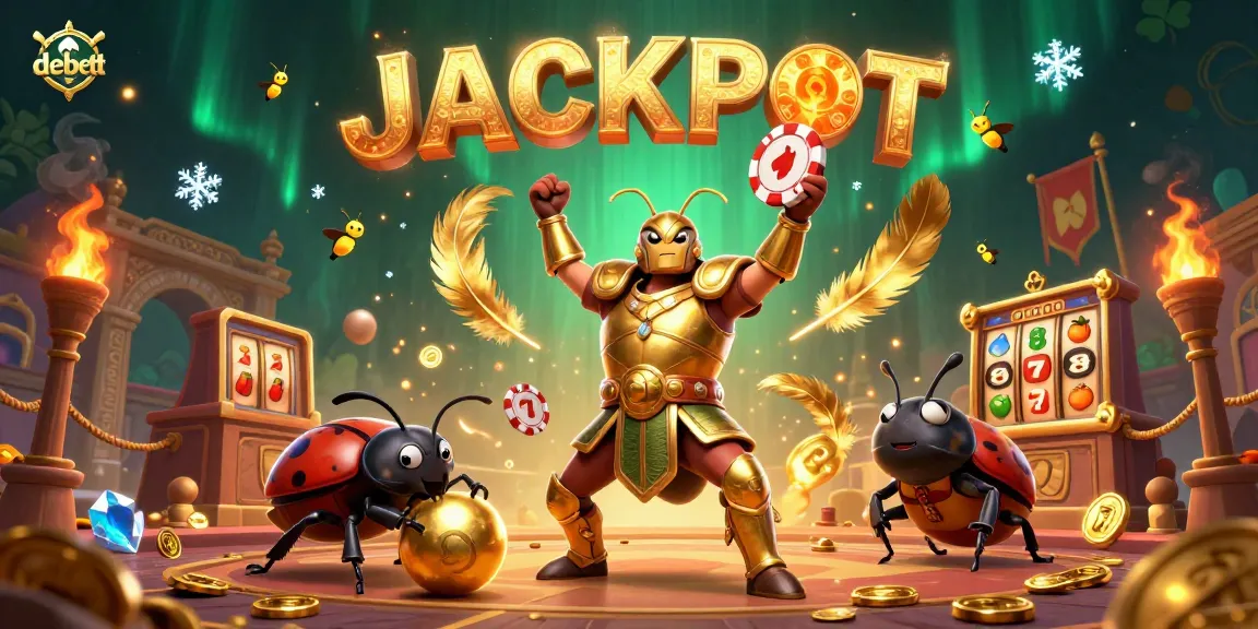 Experience the thrill of debett with vibrant casino action, featuring animated characters lifting winning chips.