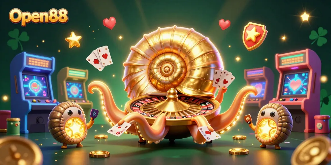 Engage in thrilling gaming at Open88 with a vibrant nautilus roulette and glowing game elements.