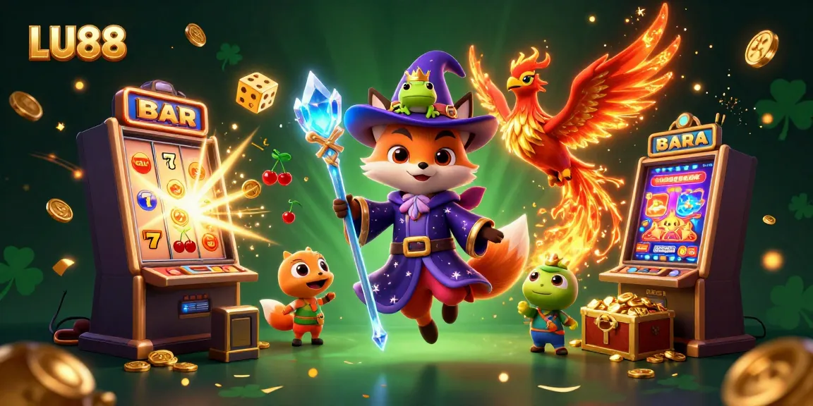 Experience thrilling jackpots at LU88 with vibrant slot games and exciting character interactions in a magical casino world.