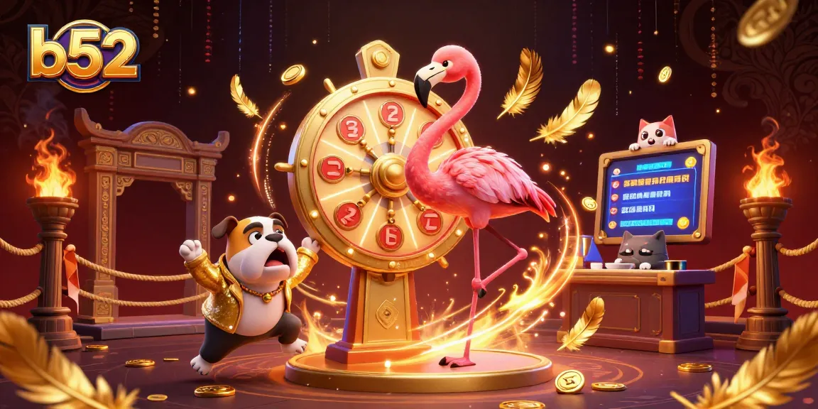 Bet on b52 with excitement as the flamingo host reveals amazing prizes in a thrilling casino scene.