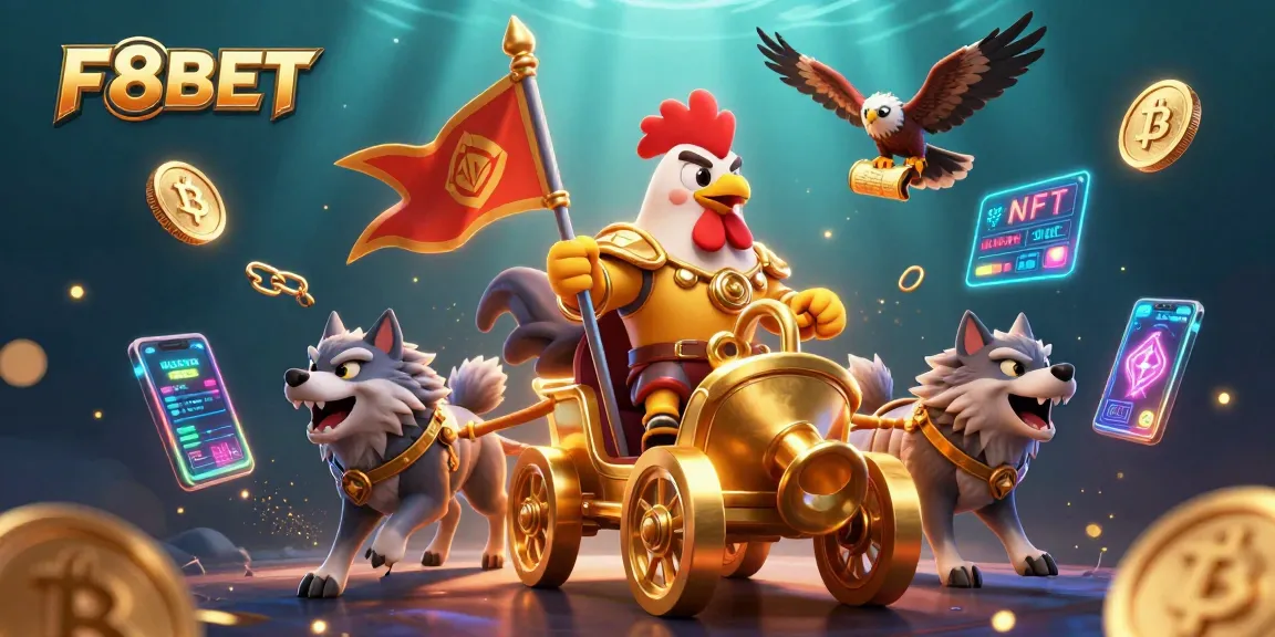 Experience F8BET's vibrant gaming world with the rooster warlord and crypto excitement.