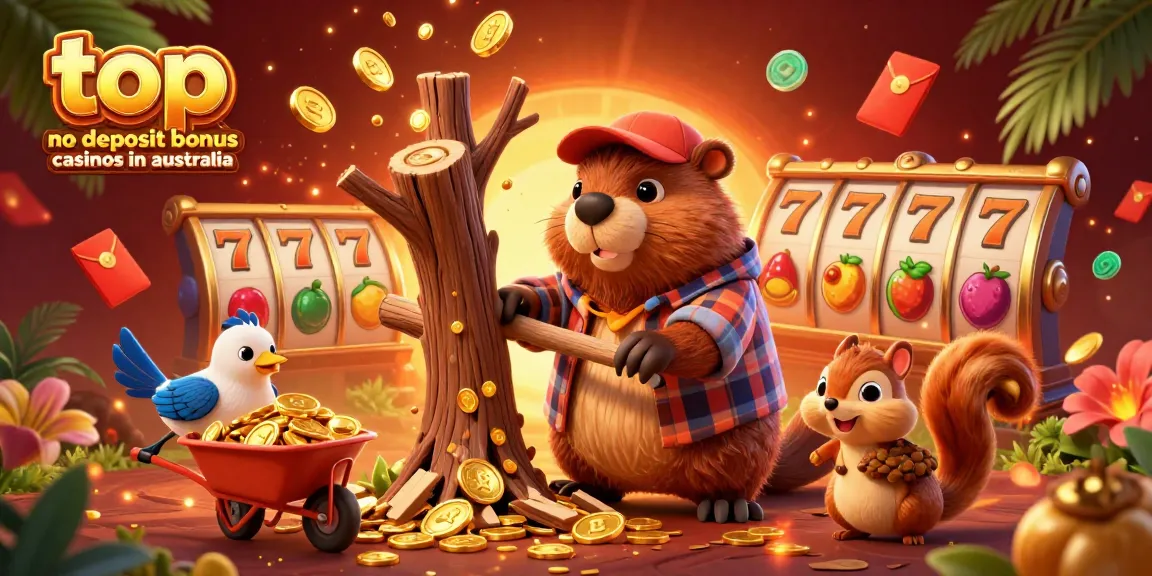 Experience the excitement of top no deposit bonus casinos in australia with animated casino characters collecting gold.