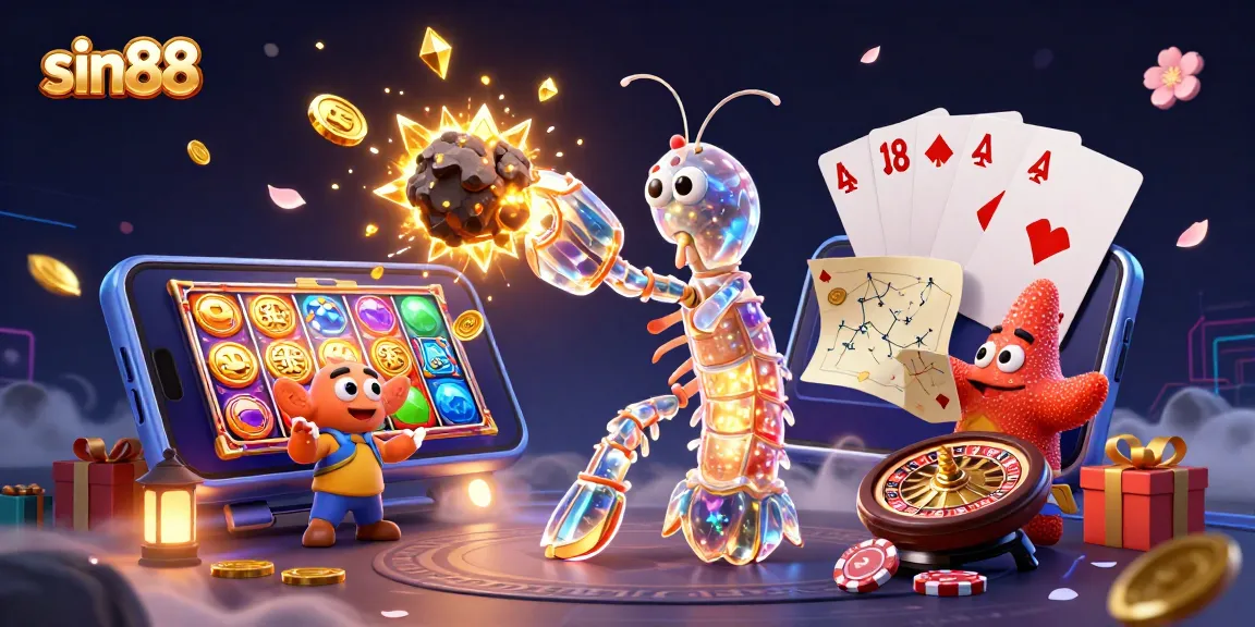 Experience exhilarating wins at sin88 with a vibrant 3D casino battle illustration.
